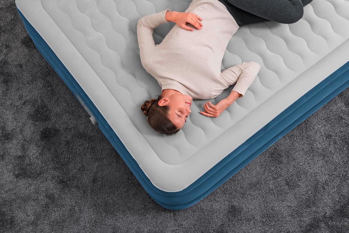 Luftbett Sara 203x152x46 Cm Bis 300kg, Inkl. Pumpe - Dunkelblau/Grau, KONVENTIONELL, Kunststoff/Metall (203/152/46cm) - Bestway