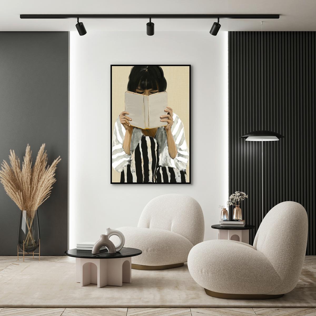 Obraz na plátne Denise, ca. 60/90cm - čierna/biela, Modern, kompozitné drevo/textil (60/90cm) - Premium Living