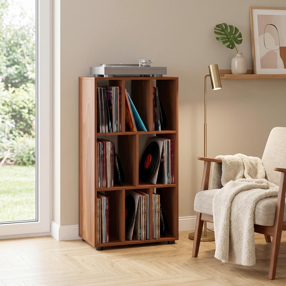 SCHALLPLATTENREGAL Schaltino NussbaumfarbenB:60cm - Nussbaumfarben, MODERN, Holzwerkstoff (60/115/36cm) - MID.YOU
