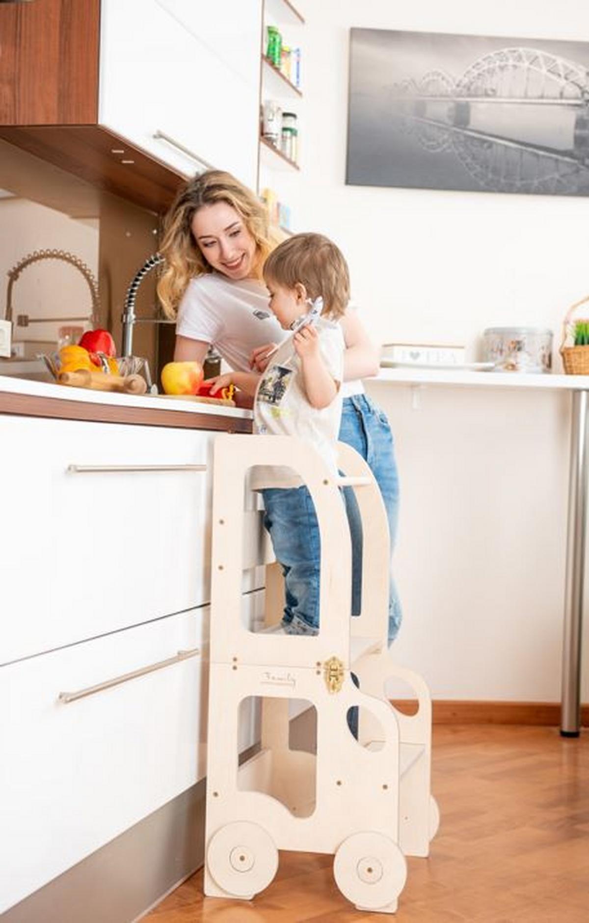 Kombihochstuhl Car Step Stool lackiert - Klar, Basics, Holz (38/90/40cm)