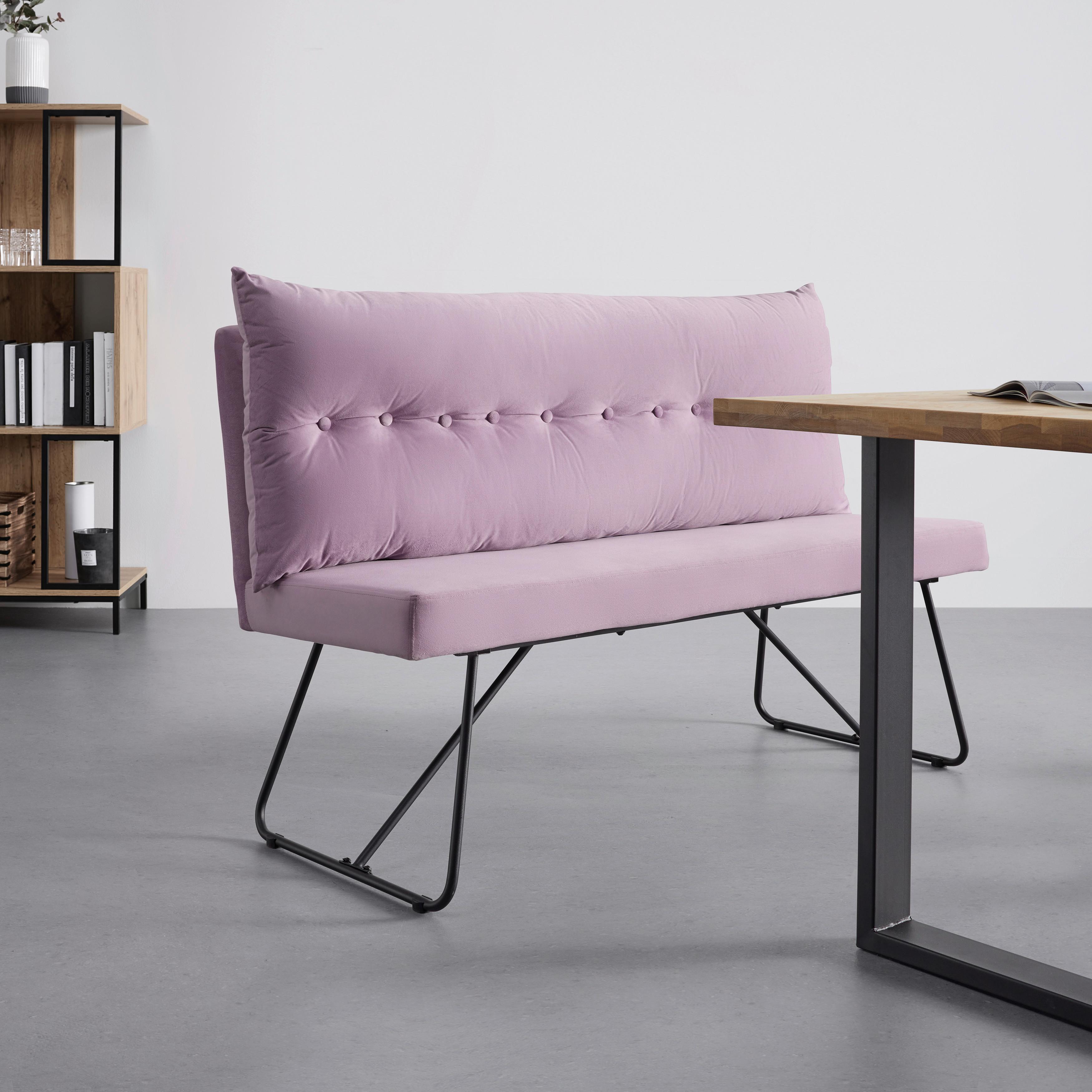 Lavica ze sametu Bono růžová - růžová/černá, Moderní, kov/dřevo (140/92/63cm) - Bessagi Home