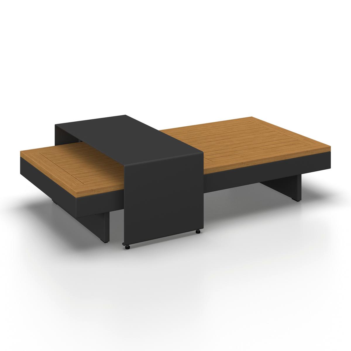 Zahradní sedací souprava AMAIA - šedá/tmavě šedá, Moderní, kov/dřevo (323/80/70cm) - Bessagi Garden