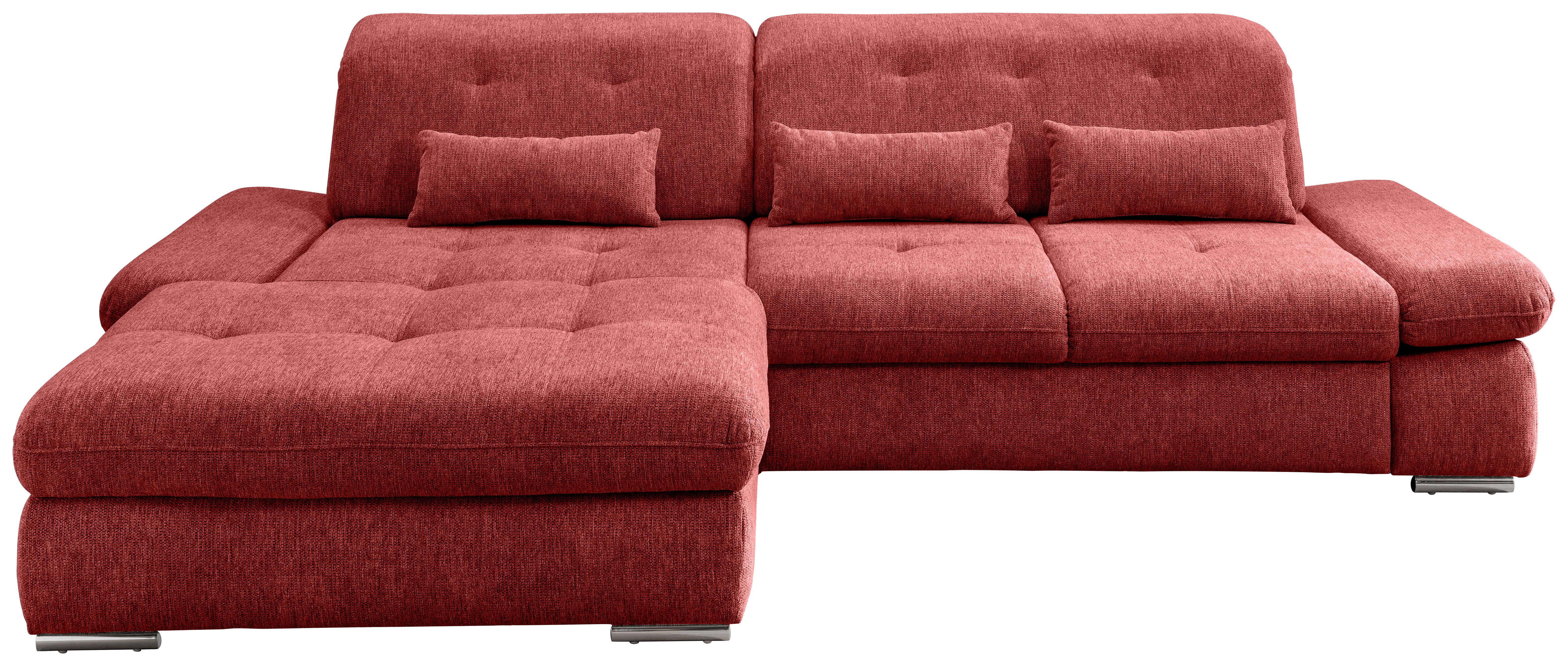 Ecksofa Dalida Rot S: 196x300 cm - Chromfarben/Rot, Design, Textil (196/300cm) - Livetastic
