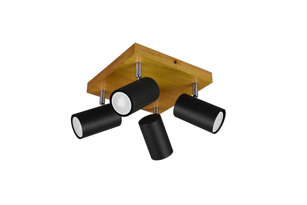 Strahler Spot Marley 4-Flammig L: 22 cm - Schwarz, Design, Holz/Metall (22/16/22cm) - Trio Leuchten