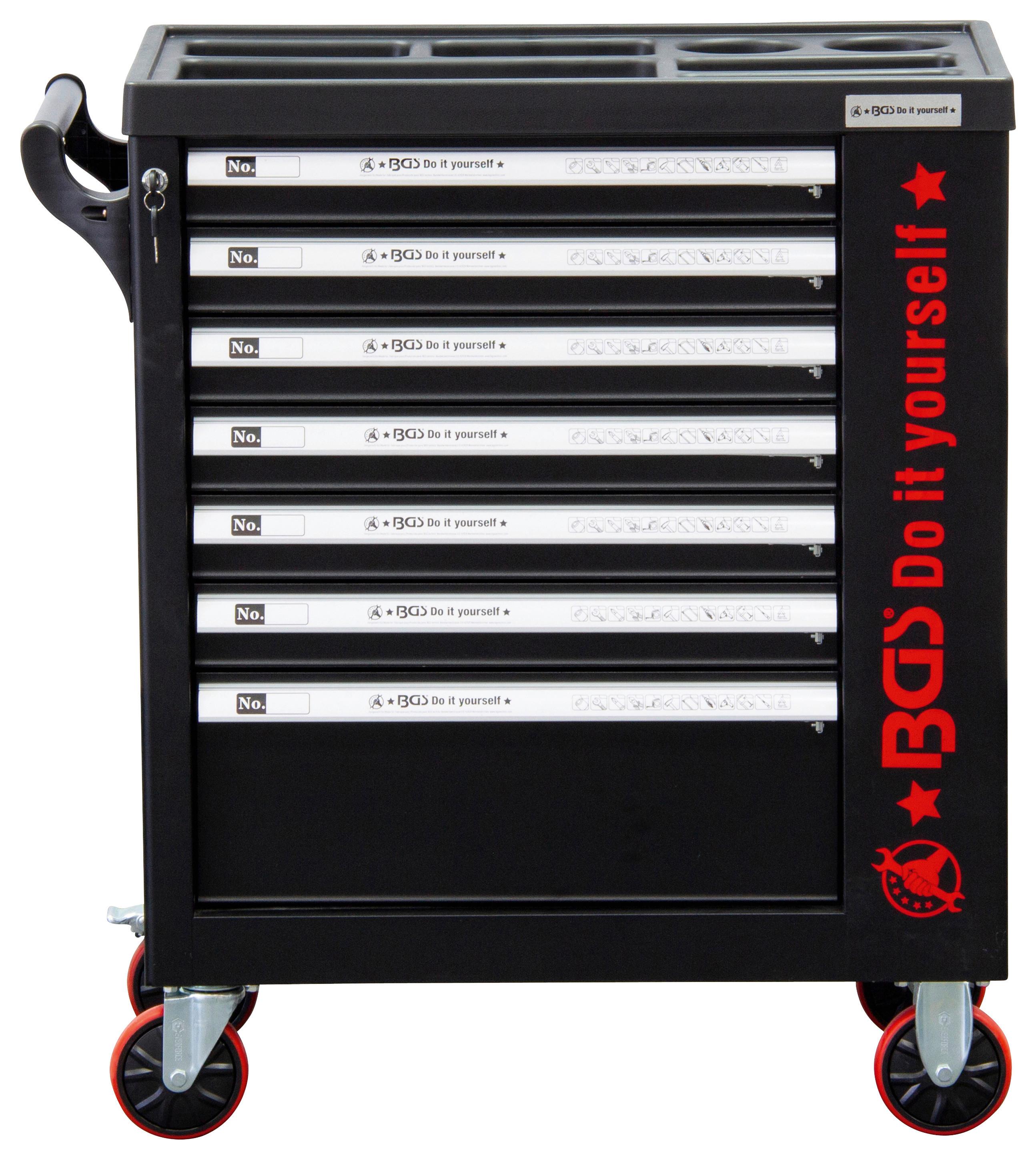 Werkstattwagen Leer Schwarz/rot - Rot/Schwarz, Basics (79,51/96,97/45,5cm)