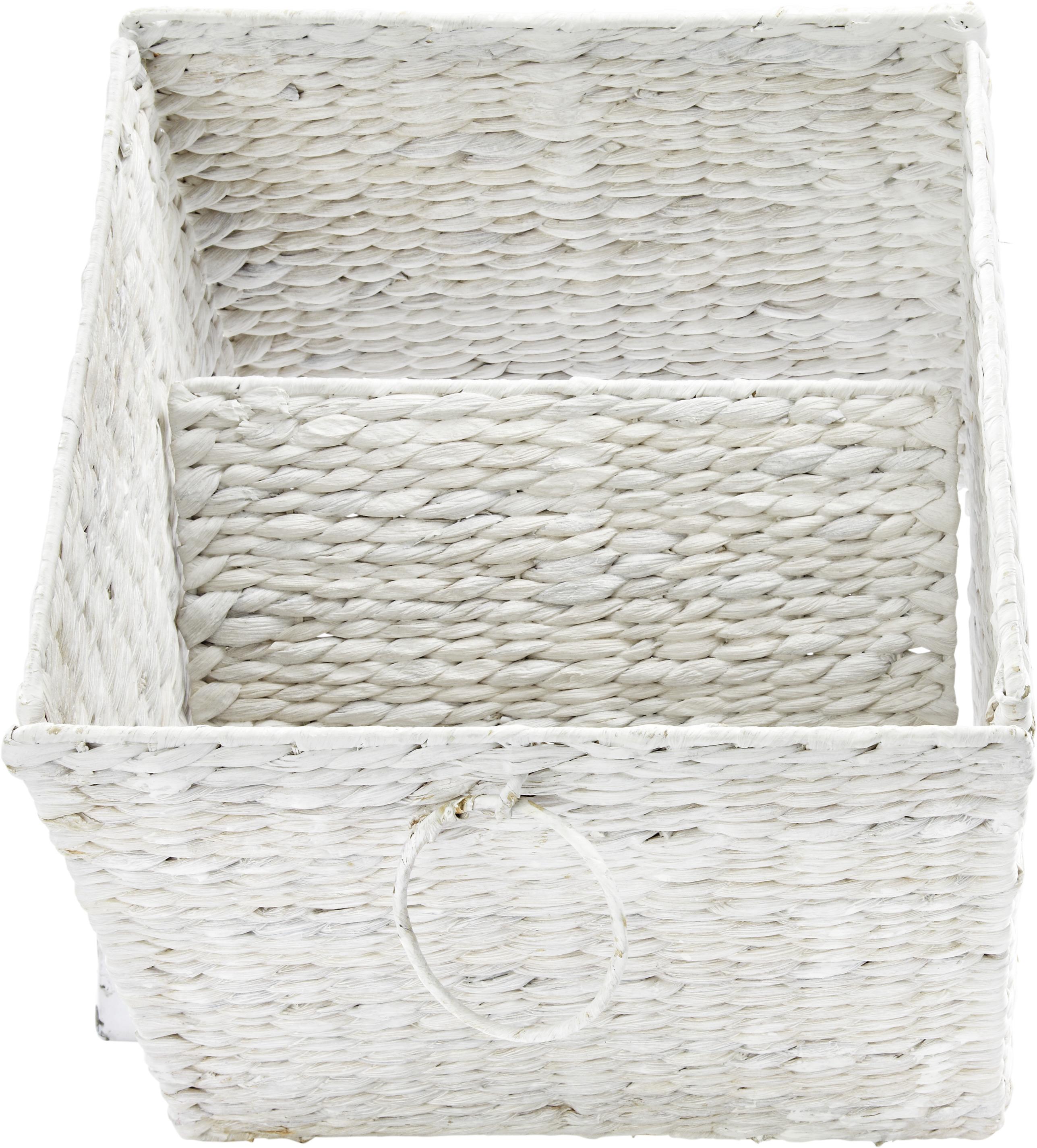 Koš Regálový Bea-Paz- - bílá, Romantický / Rustikální, kov/přírodní materiály (33/32/33cm) - Zandiara