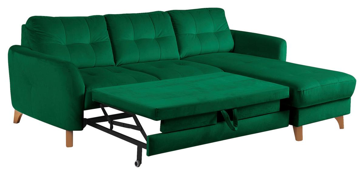 Ecksofa Nordic Dunkelgrün S: 238x168 cm - Dunkelgrün/Buchefarben, Design, Textil (238/168cm) - Livetastic