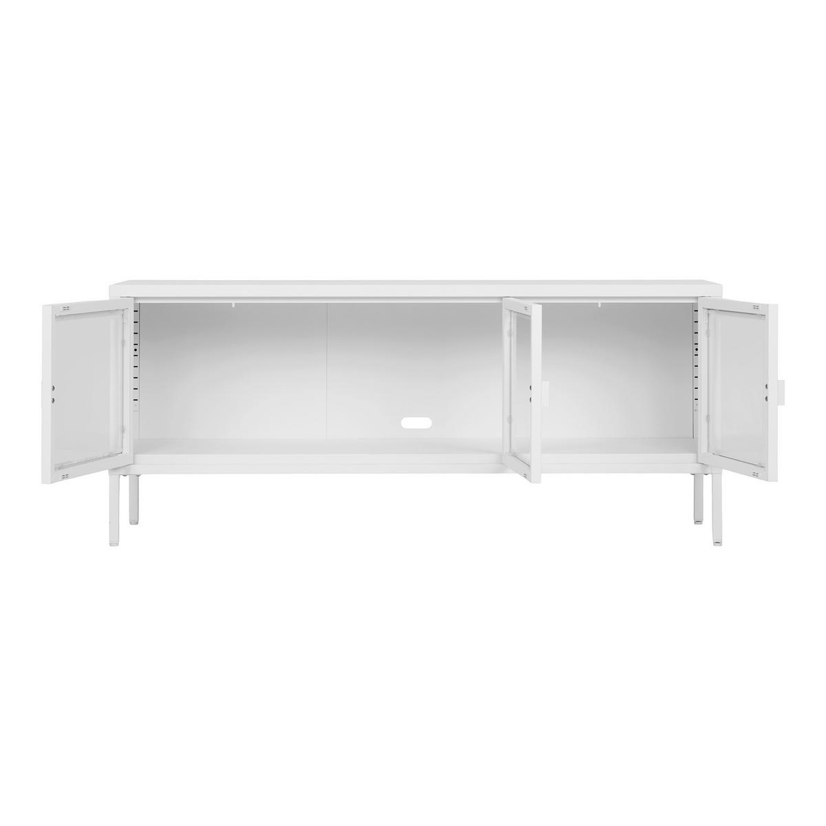 Lowboard Brisbane Weiß B: 130cm - Transparent/Weiß, Design, Glas/Metall (130/40/55cm) - MID.YOU