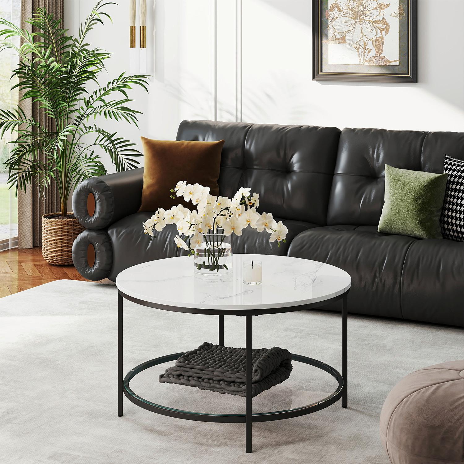 Couchtisch Schwarz, Weiß B: 80 cm - Schwarz/Weiß, Trend, Glas/Holzwerkstoff (80/45/80cm) - MID.YOU