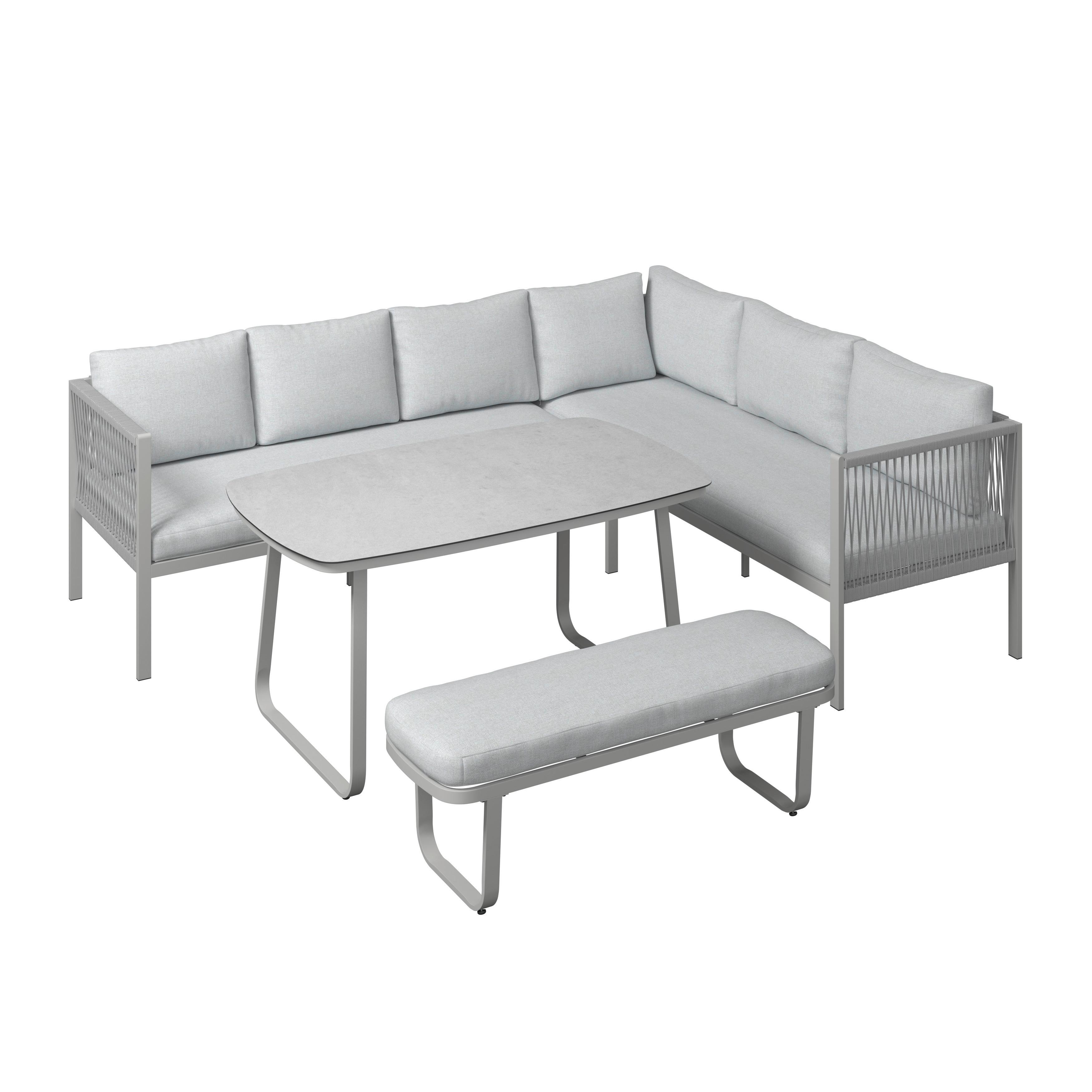 Loungegarnitur Auckland - Beige/Creme, MODERN, Glas/Textil (242/195cm) - Beldano