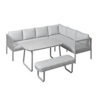 Loungegarnitur Auckland - Beige/Creme, MODERN, Glas/Textil (242/195cm) - Beldano