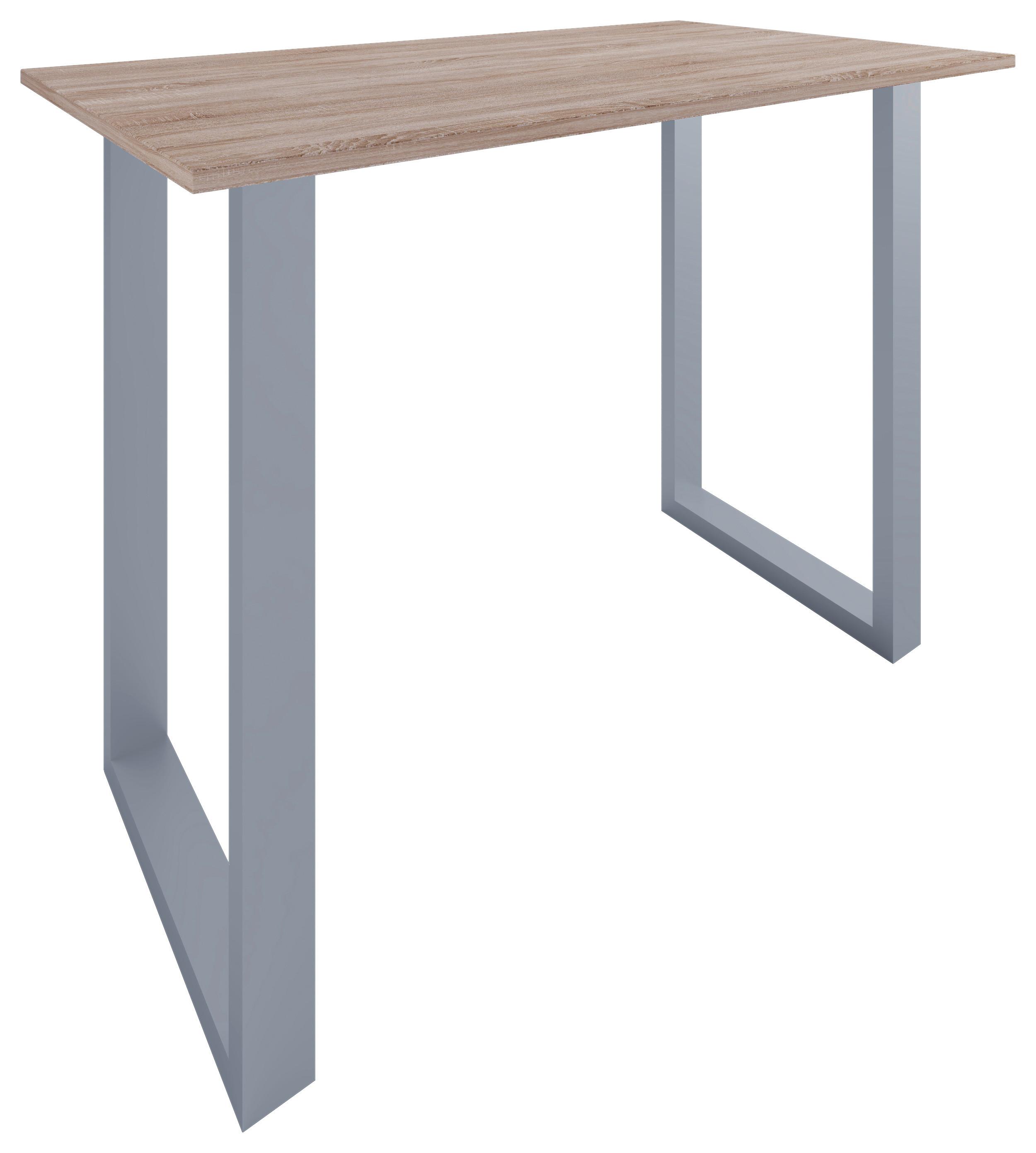 Bartisch Xona B 140x80 - Silberfarben/Sonoma Eiche, KONVENTIONELL, Holzwerkstoff/Metall (140/80/102cm)