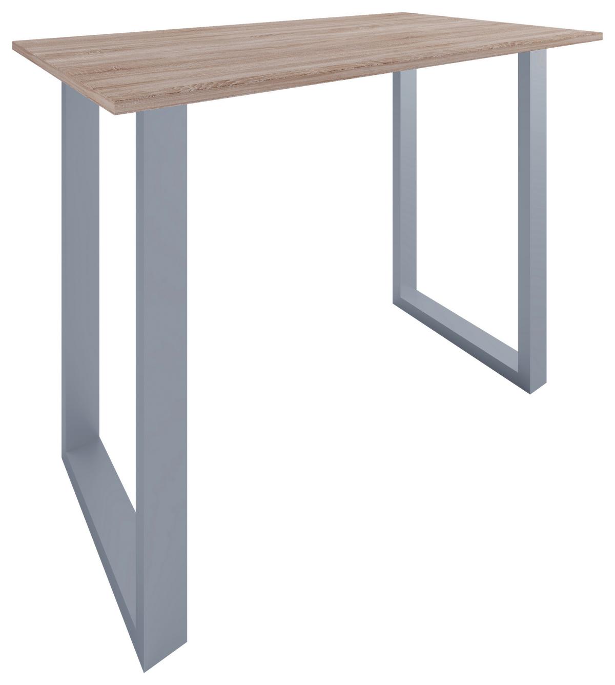 Bartisch Xona B 140x80 - Silberfarben/Sonoma Eiche, KONVENTIONELL, Holzwerkstoff/Metall (140/80/102cm)