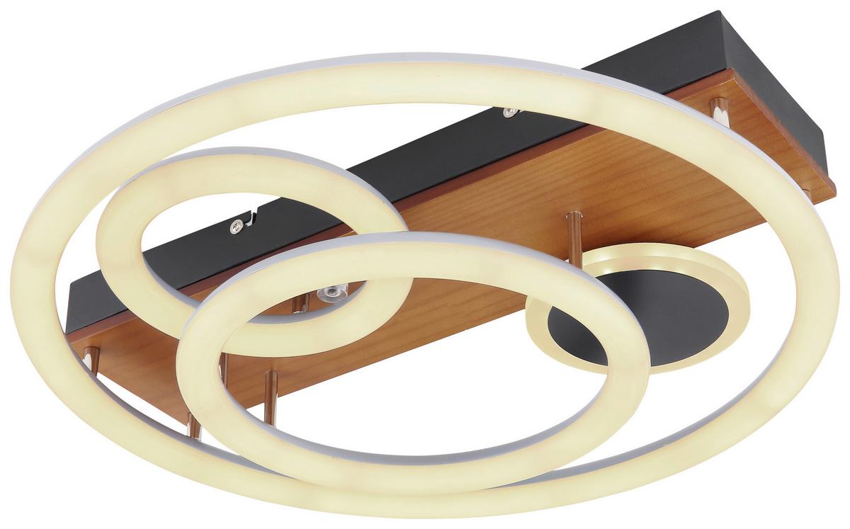 Led-deckenleuchte Darryl - Opal/Schwarz, Design, Holz/Kunststoff (48/11cm) - Globo