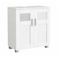 WASCHBECKENUNTERSCHRANK Nilari Weiß B: 60cm - Weiß/Grau, Trend, Glas/Holzwerkstoff (60/60/29cm) - MID.YOU