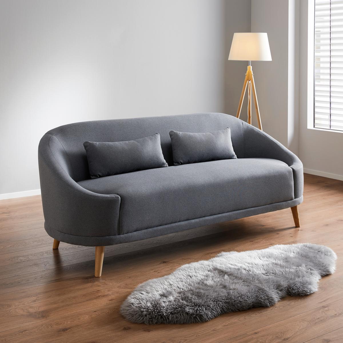 Pohovka Jannike - tmavosivá, Modern, drevo/textil (207/84/80cm) - Modern Living