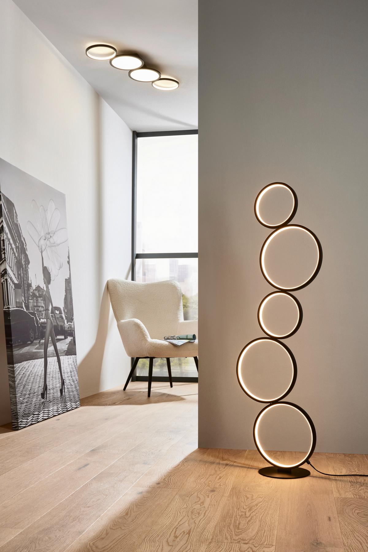 Stojací LED svítidlo Javier, 36 Watt - černá, Moderní, kov/plast (36/115cm) - Moltex