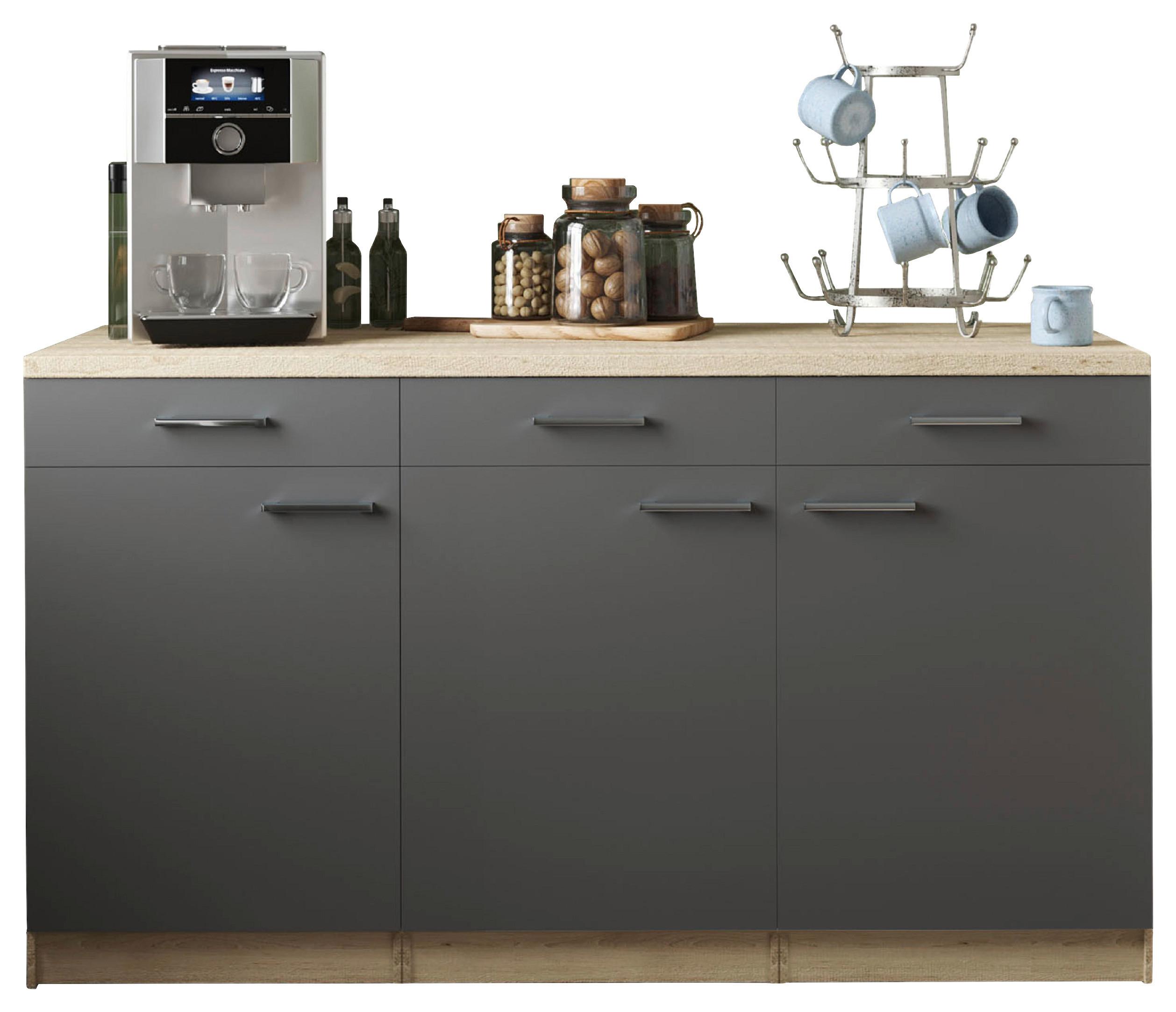 Küchenunterschrank Merle Grau/Eiche Dekor B:150cm - Eichefarben/Grau, Basics, Holzwerkstoff (150/85/60cm) - Respekta