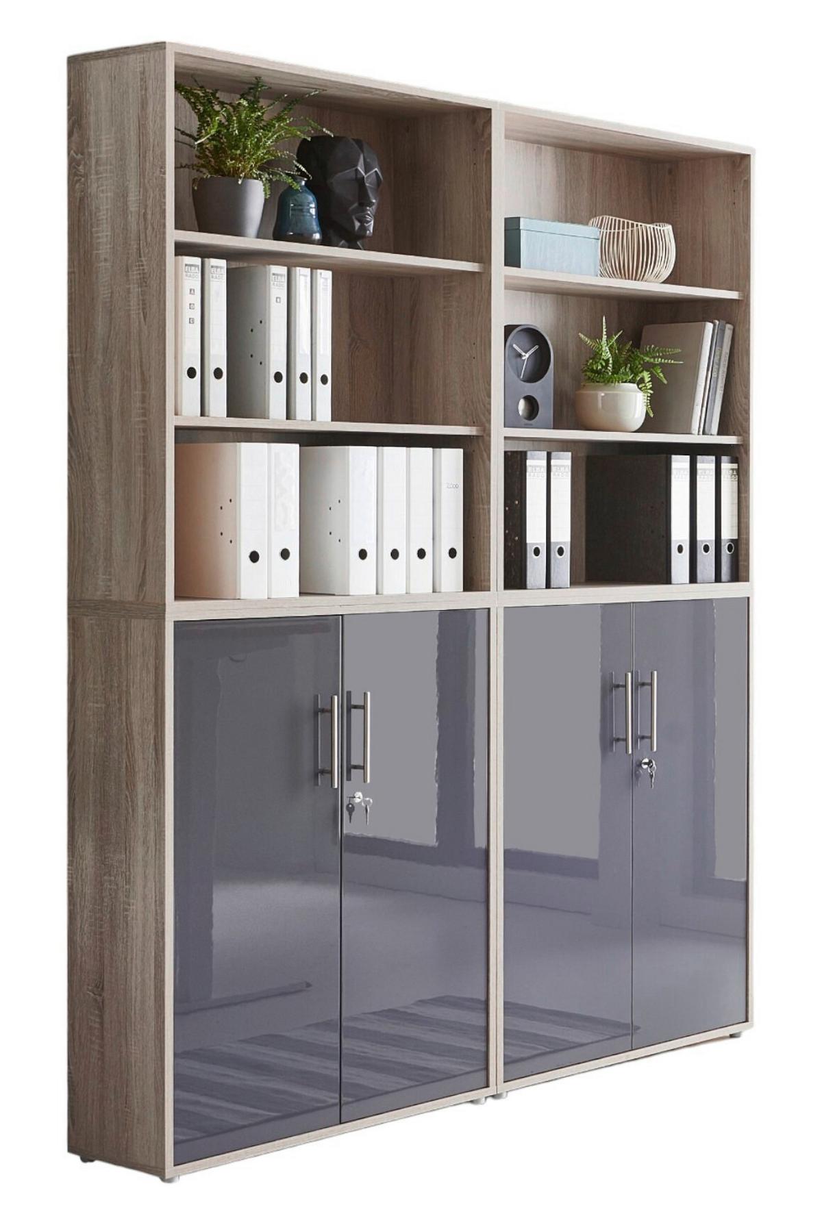 Office Edition B:169cm Sonoma Eiche/anthrazit - Anthrazit Hochglanz/Sonoma Eiche, MODERN, Holzwerkstoff (168,8/227,2/33cm) - MID.YOU