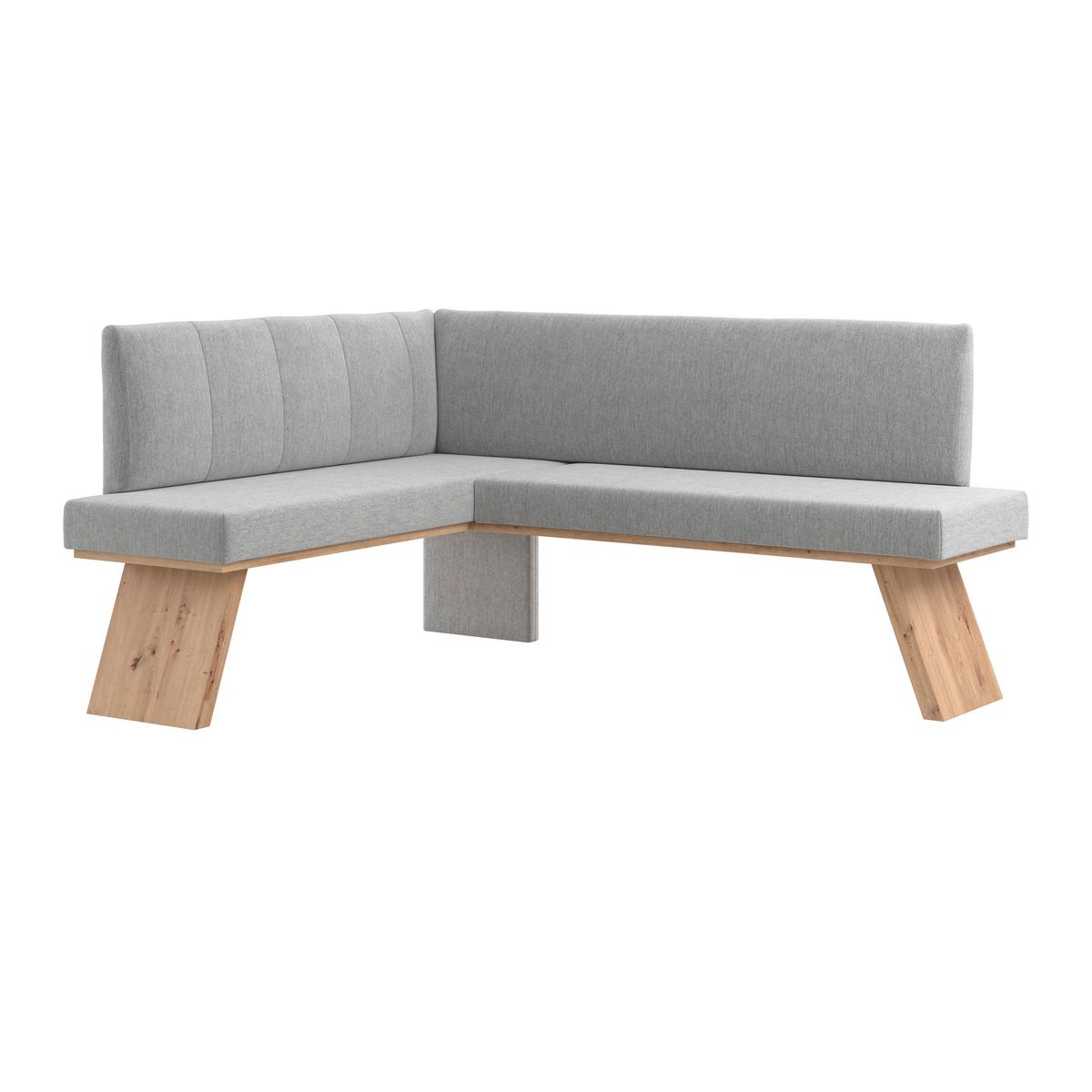 Eckbank Emma Ii - Eichefarben/Hellgrau, KONVENTIONELL, Holzwerkstoff/Textil (150/185cm)