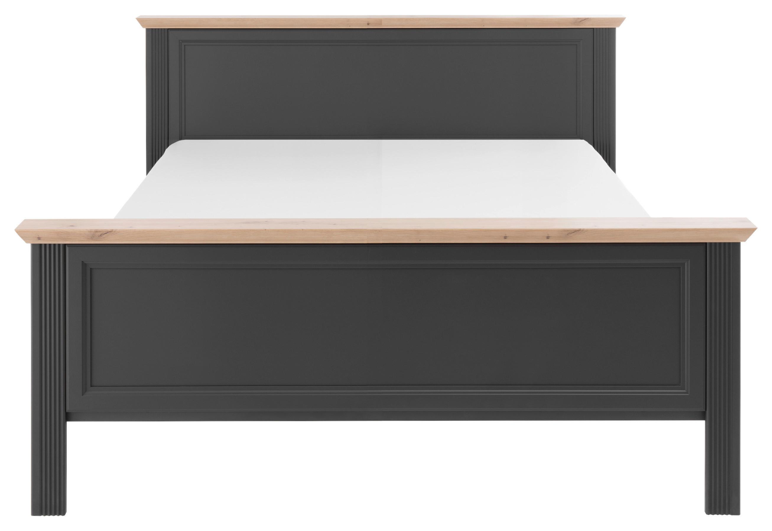 Doppelbett Landhaus-Stil 160x200 Jasmin II Graphitfarb. - Graphitfarben/Schwarz, LIFESTYLE, Holzwerkstoff (160/200cm)