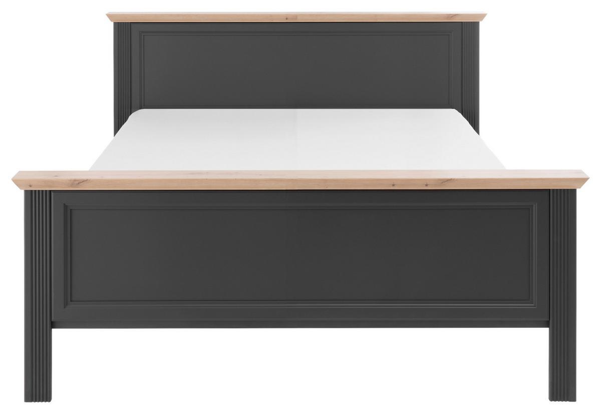 Doppelbett Landhaus-Stil 160x200 Jasmin II Graphitfarb. - Graphitfarben/Schwarz, LIFESTYLE, Holzwerkstoff (160/200cm)
