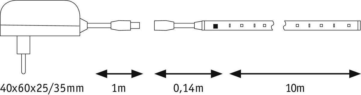 Led-streifen Farbwechsler L: 10 M + Fernbedienung - Weiß, Basics, Kunststoff (10000cm) - Paulmann