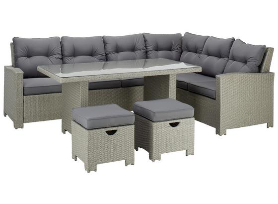 Loungegarnitur 4-Tlg Nicole aus Kunststoff mit Kissen - Grau, MODERN, Glas/Kunststoff (250/193cm) - Luca Bessoni