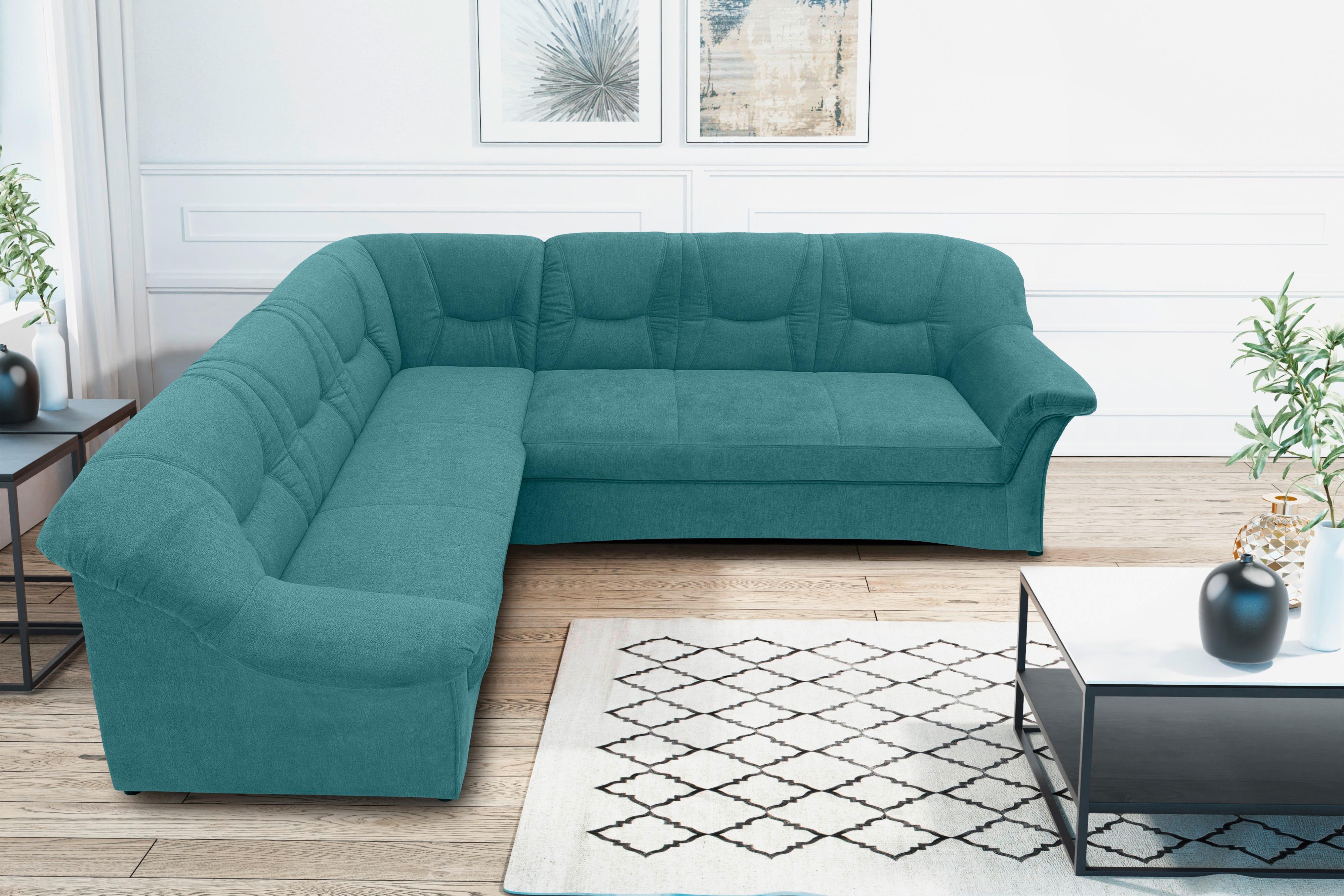 Ecksofa Sarafina Petrol S: 190x240 Cm - Petrol/Schwarz, KONVENTIONELL, Textil (190/240cm) - MID.YOU