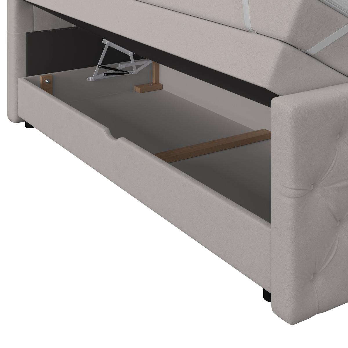 Boxspringbett Elio Silberfarben 180x200 cm H2 - Beige/Silberfarben, ROMANTIK / LANDHAUS, Textil (180/200cm) - James Wood