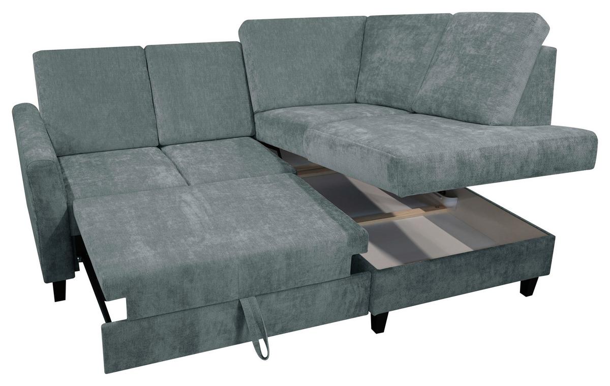Rohová sedačka ALTON, pravá, sivozelená ženilka - sivozelená, Konventionell, drevo/textil (211/166cm)
