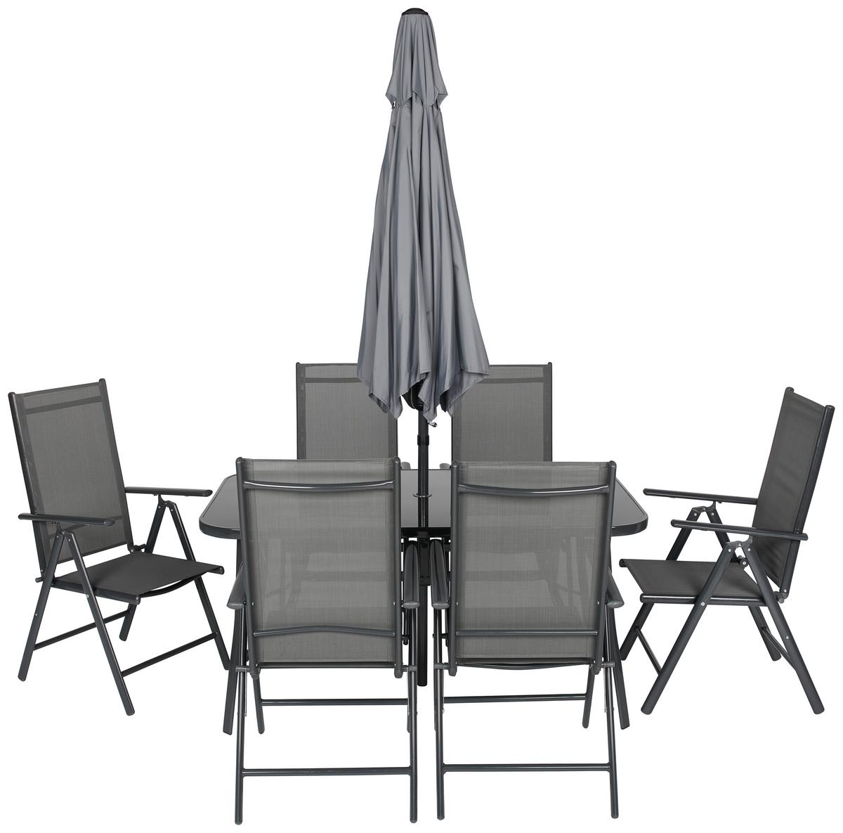 Kerti Étkezőgarnitúra Lisa - antracit/szürke, Modern, Üveg/textil - Luca Bessoni