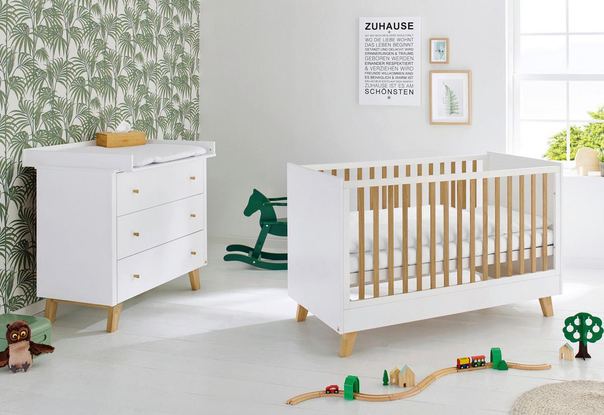 Babyzimmer 093420b Pan - Eichefarben/Weiß, Design, Holzwerkstoff - Pinolino