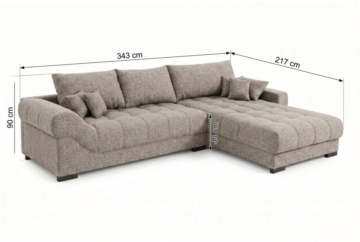 Boxspringová pohovka EMIL, obojstranná, hnedá - hnedá/čierna, Romantik / Landhaus, drevo/kompozitné drevo (343/217cm)