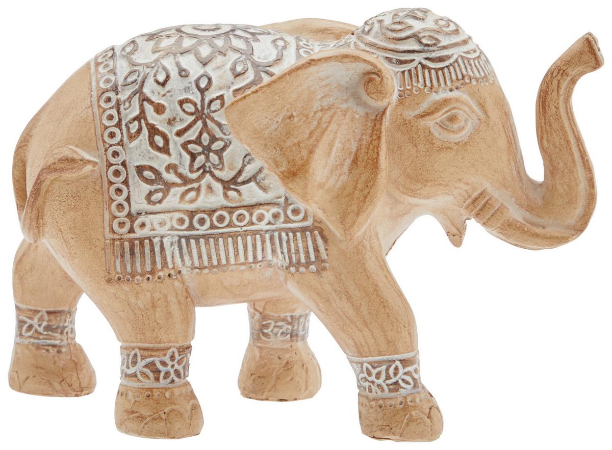 Dekoelefant Torus - Braun/Weiß, LIFESTYLE, Kunststoff (15,5/7,5/11,5cm) - Luca Bessoni