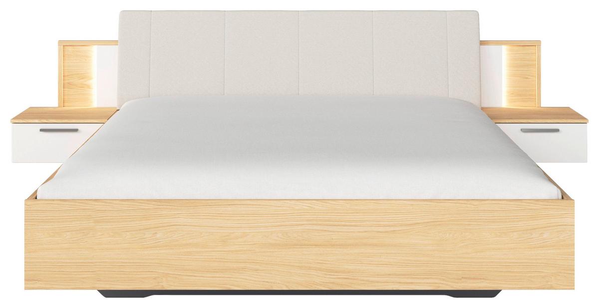 Bettanlage Calisto - Eichefarben/Weiß, KONVENTIONELL, Holzwerkstoff/Textil (180/200cm) - James Wood