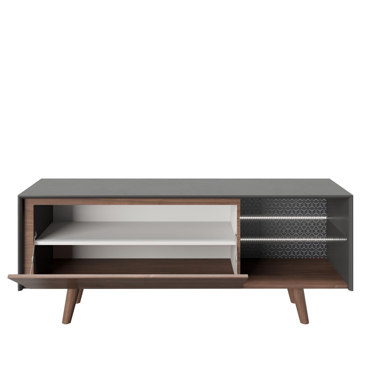 Lowboard Victoria B: 150 Cm Wallnuss Dekor/grau - Walnussfarben, KONVENTIONELL, Glas/Holzwerkstoff (150/58,6/42cm) - Playboy