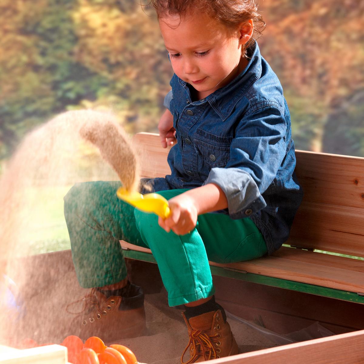 Sandkasten A031.012.00 Ella - Braun/Grün, Basics, Holz (120/120/20cm) - Ambia Garden