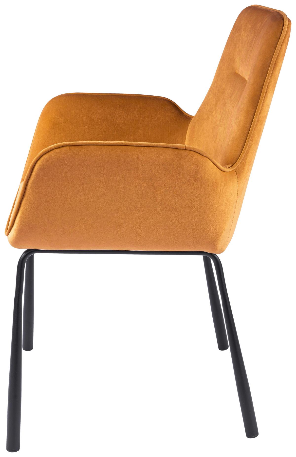 Armlehnstuhl Eliot 125 - Sandfarben/Schwarz, MODERN, Textil/Metall (57/87/58,5cm) - Kayoom