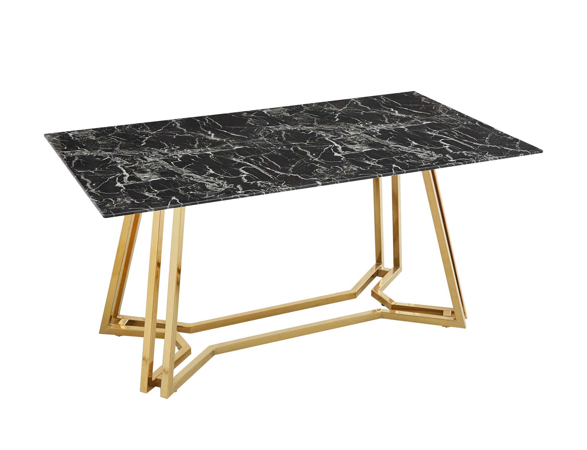 Esstisch Weiß/chromfarben B: 160 Cm - Goldfarben/Schwarz, MODERN, Glas/Metall (160/90/76cm) - Livetastic
