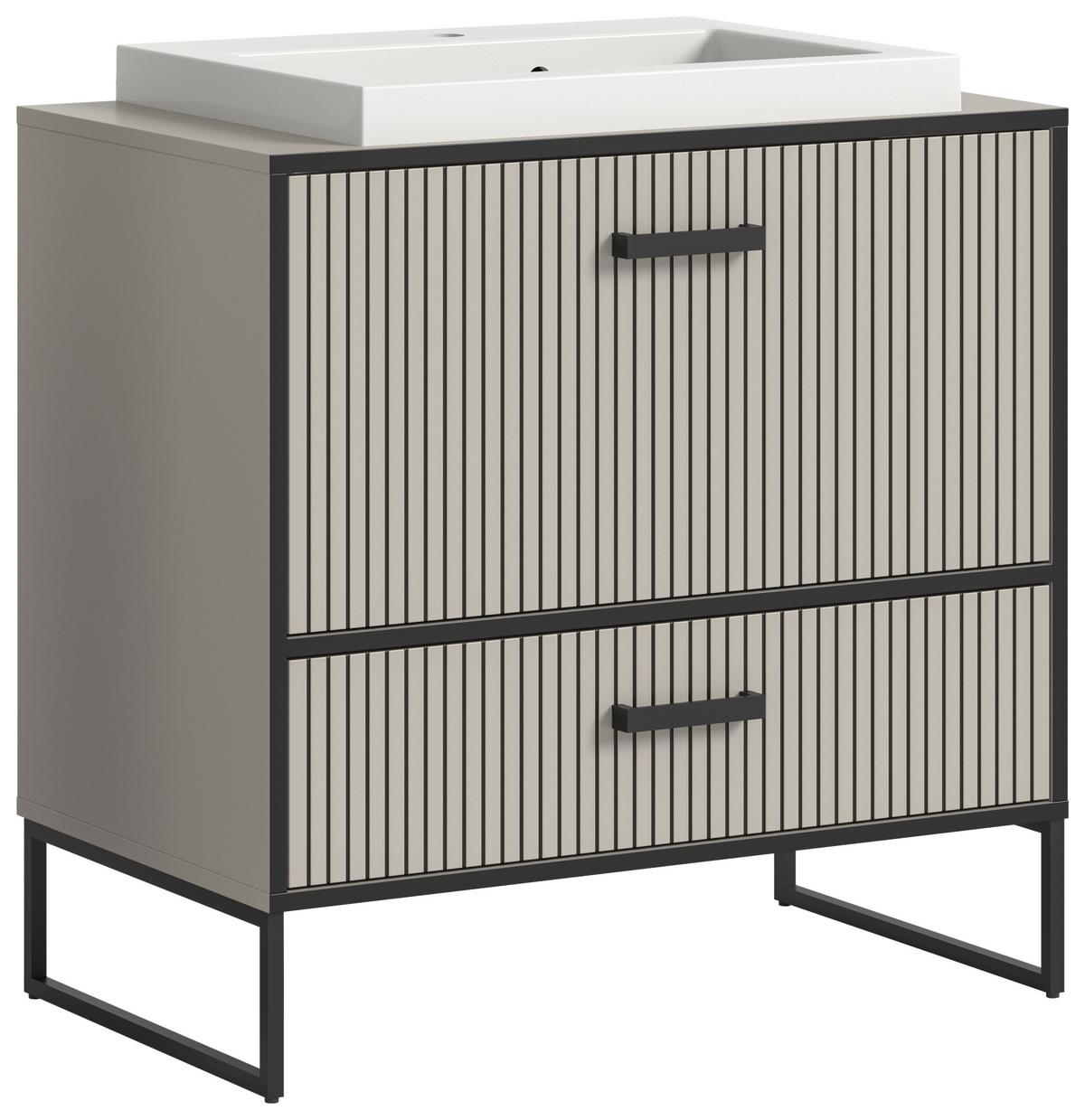 Waschtischkombi Bagno Kaschmir B: 80 Cm - Kaschmir/Schwarz, MODERN, Holzwerkstoff (80/84/48cm) - MID.YOU