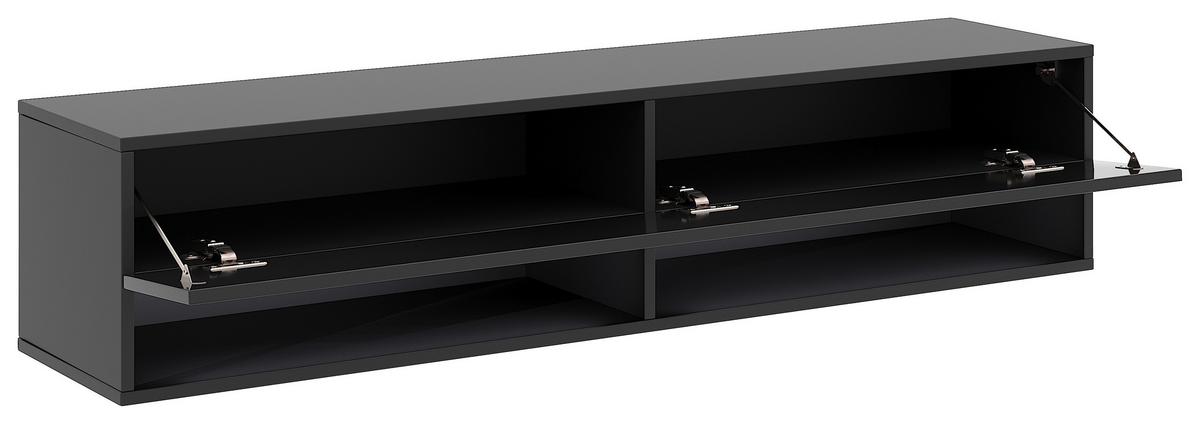 Lowboard Derby 140 - Schwarz Hochglanz/Schwarz, Design, Holzwerkstoff (140/31,5/32,5cm) - Livetastic