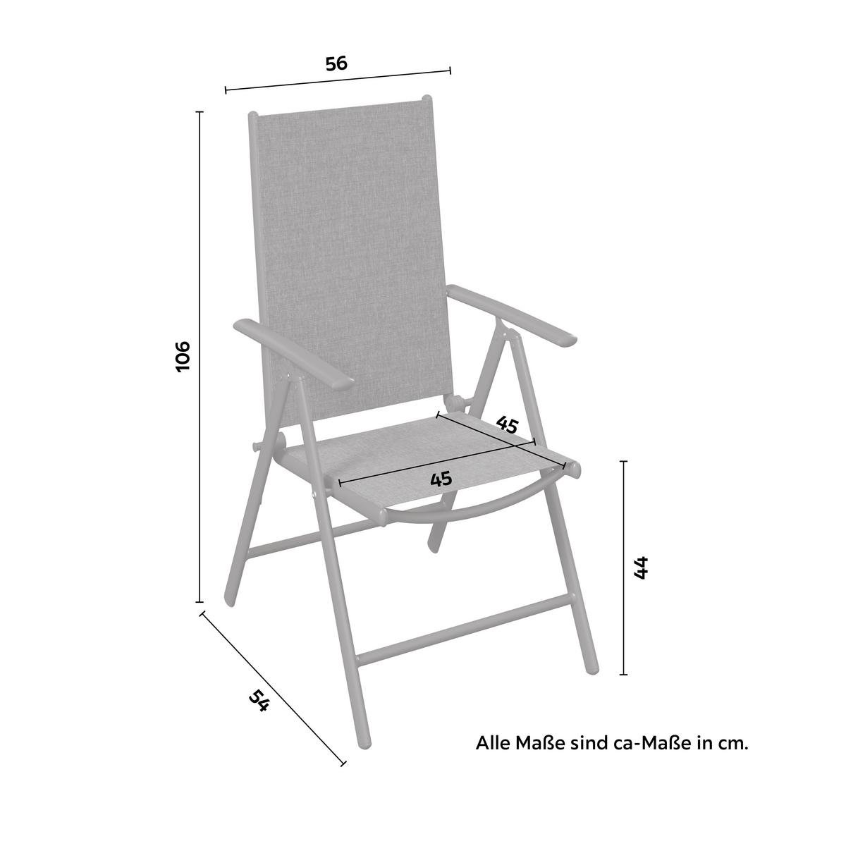 ZAHRADNÍ ŽIDLE NIKI - černá/tmavě šedá, Basics, kov/textil (56/106/54cm)