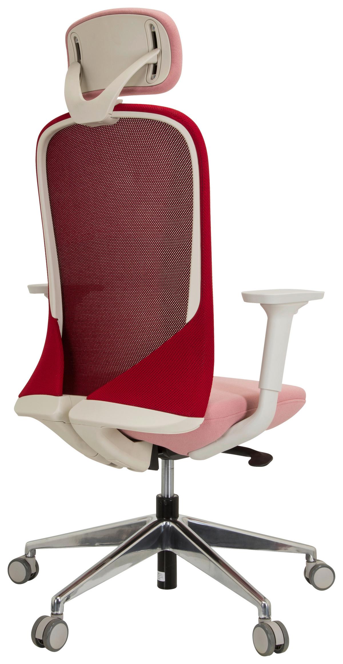 Drehstuhl Aveza Pro Armstützen Rosa/Weiß Bis 120kg - Alufarben/Rosa, MODERN, Kunststoff/Textil (68/130/60cm) - MID.YOU
