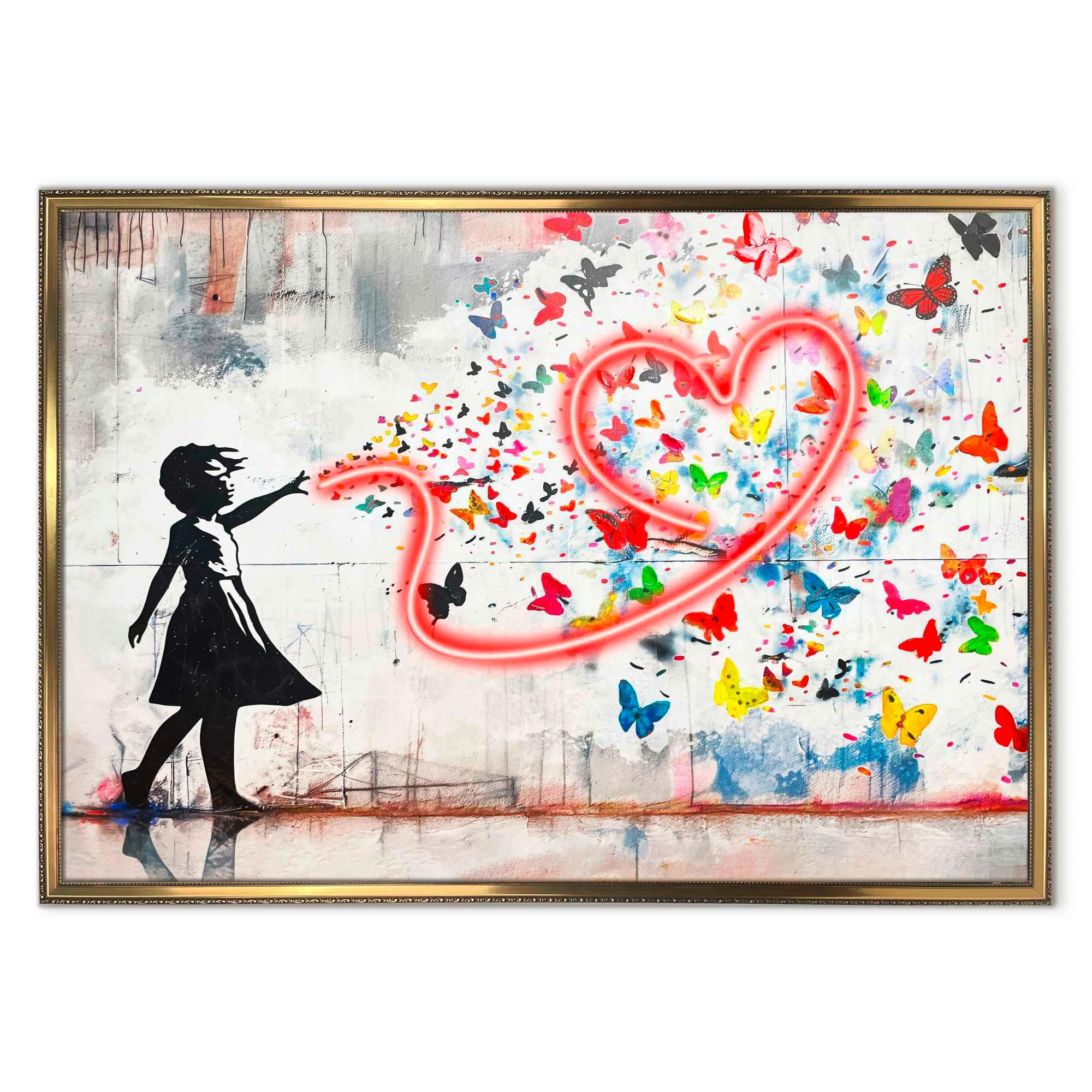 Bild Neon Gold Girl Heart - Multicolor/Schwarz, Basics, Holzwerkstoff/Kunststoff (70/100/3,5cm)