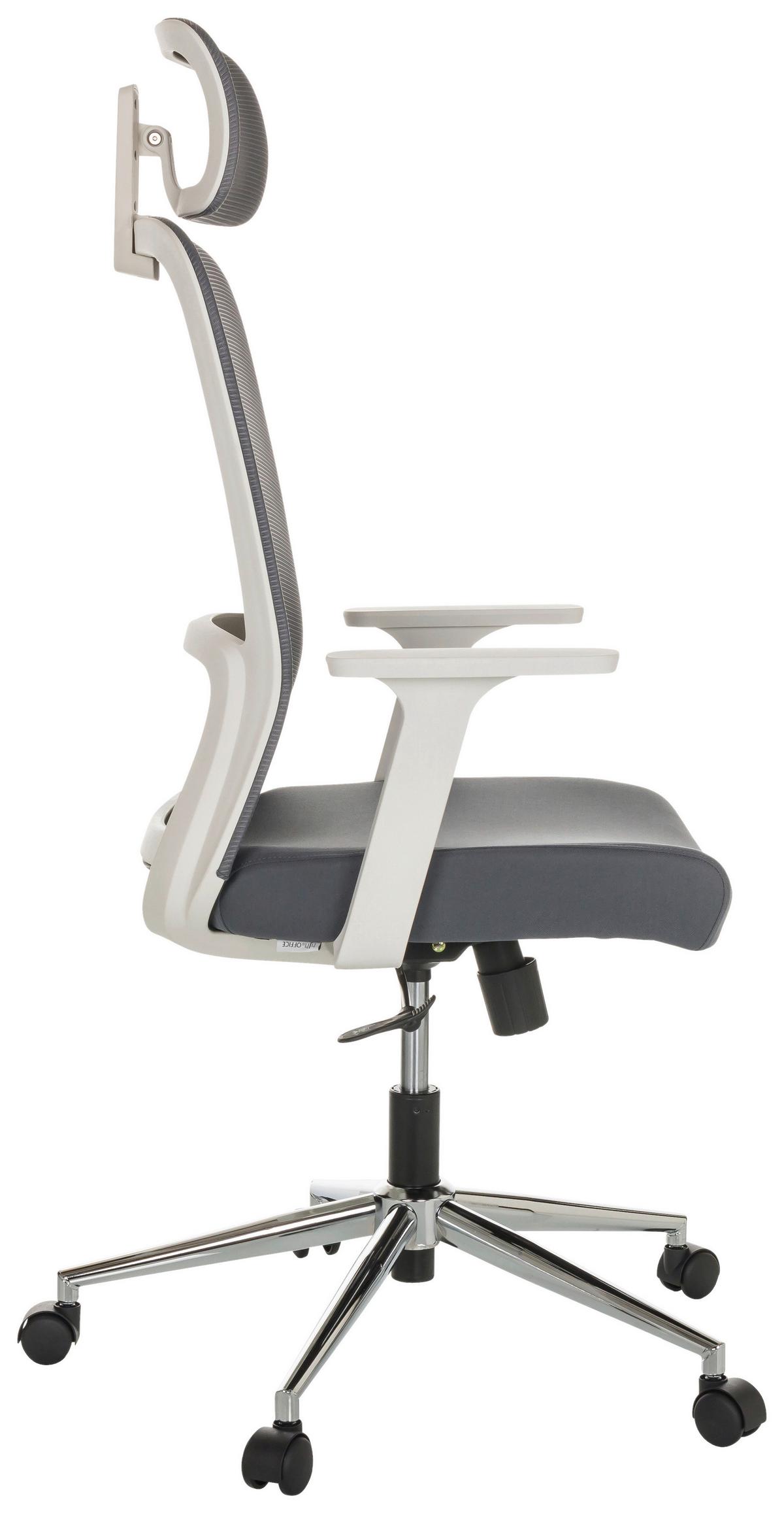 Drehstuhl Belaia W - Silberfarben/Grau, Basics, Kunststoff/Textil (66/113-130/60cm) - MID.YOU