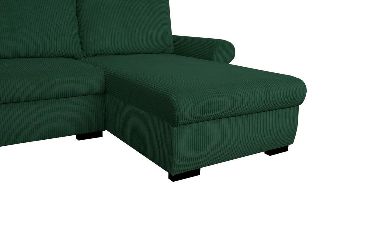 ECKSCHLAFSOFA Vasco, Dunkelgrün LF: 233x168 - Dunkelgrün/Schwarz, Trend, Textil (233/168cm)