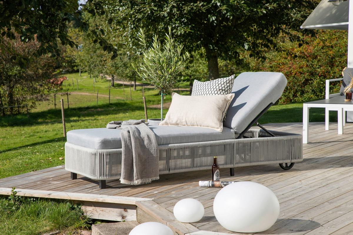 Sonnenliege Virya - Schwarz/Grau, KONVENTIONELL, Textil/Metall (75/32/205cm) - Gardenson