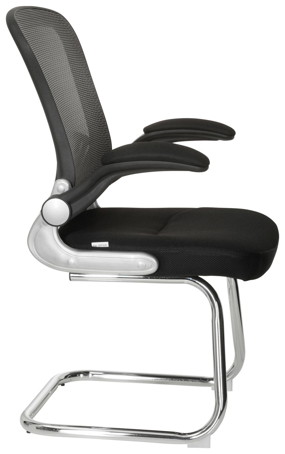 Besucherstuhl Flyer Pro V Grau/Schwarz - Chromfarben/Schwarz, MODERN, Textil/Metall (64/103/64cm) - MID.YOU
