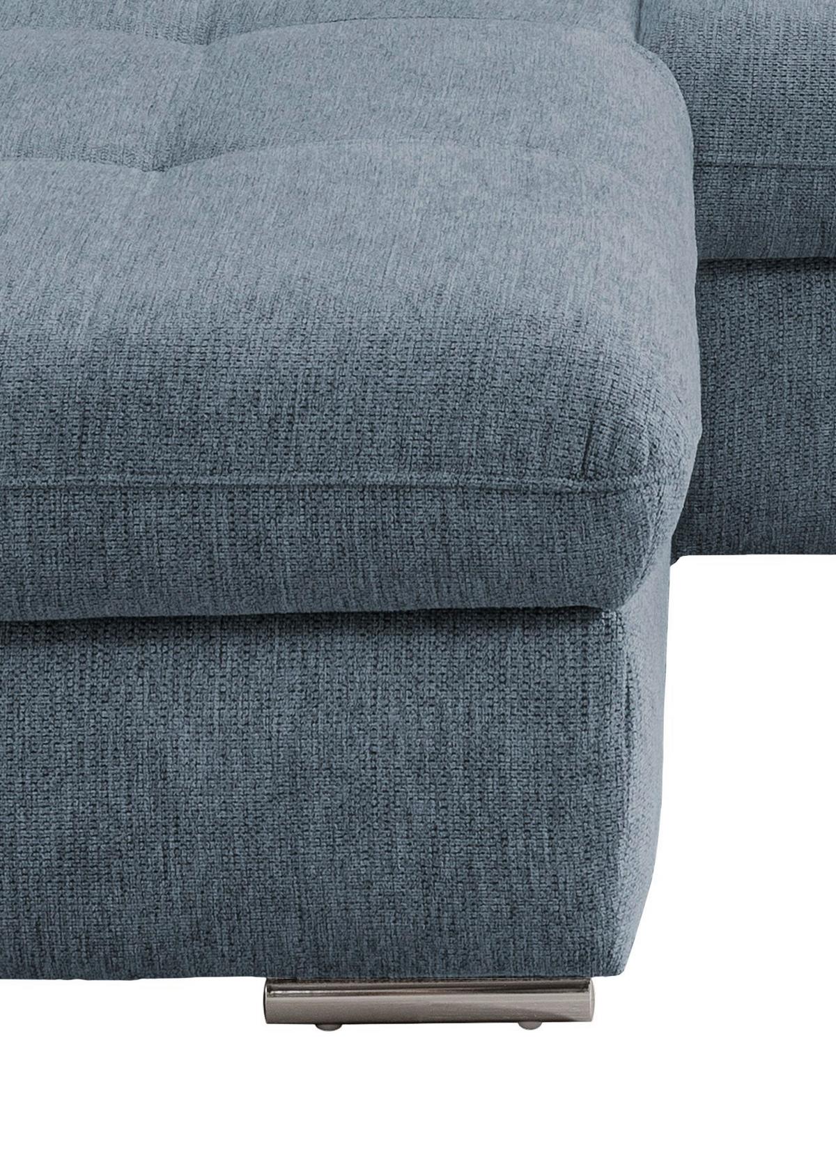 Ecksofa Mit Schlaffunktion Dalida Hellblau Chenille - Chromfarben/Hellblau, Design, Textil (196/300cm) - Livetastic